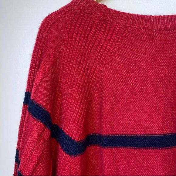 LuLaRoe Lauren Sweater Dress Striped Red Blue 3X - Picture 9 of 10
